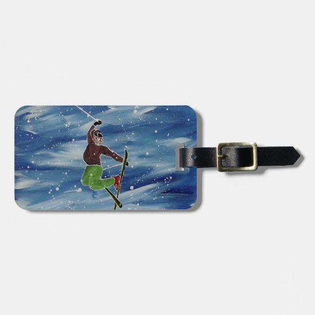 Customizable Skiing Luggage Tag (Front Horizontal)