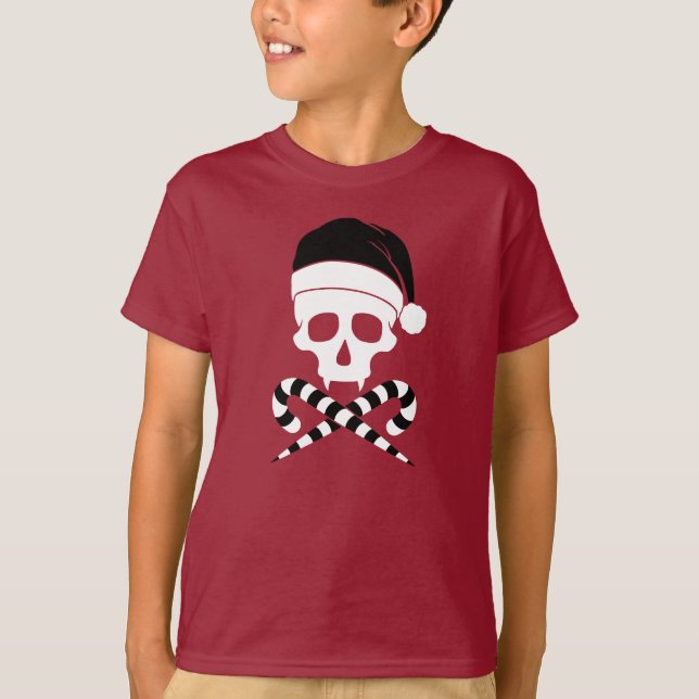 Customizable Skull Santa Claus T-Shirt (Front)