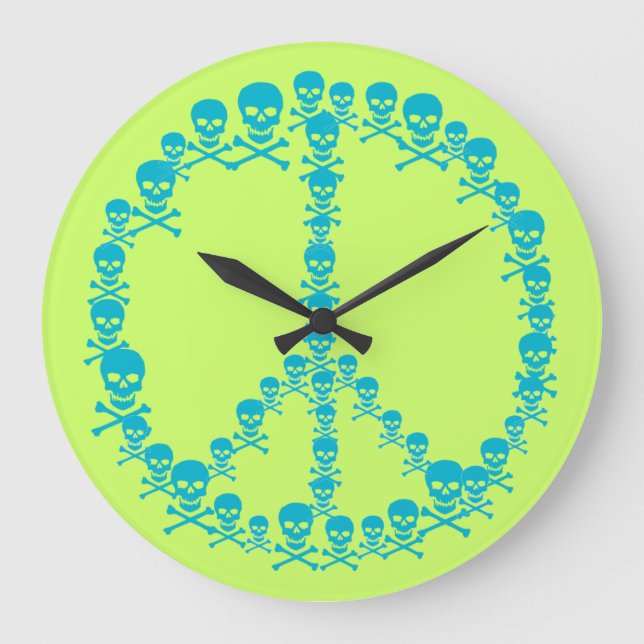 Customizable Skully Peace Large Clock (Front)