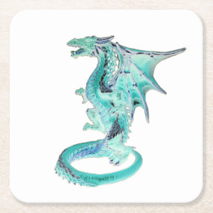 Customizable Sky Blue Dragon Coaster White Back