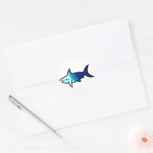 Customizable Sky Gradient Shark Classic Round Sticker (Envelope)