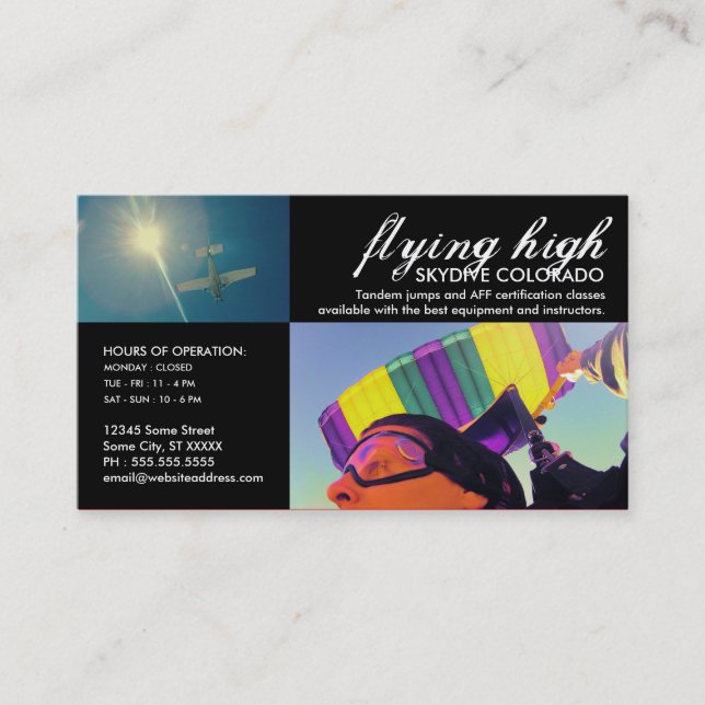 customizable skydiving business card (Front)