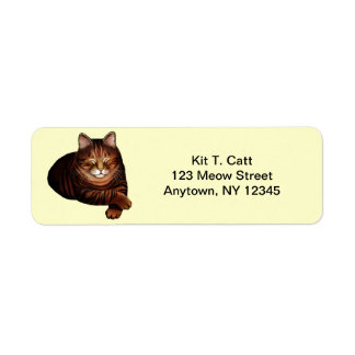 Customizable Sleeping Brown Tabby Cat Label
