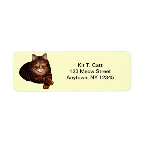 Customizable Sleeping Brown Tabby Cat Label