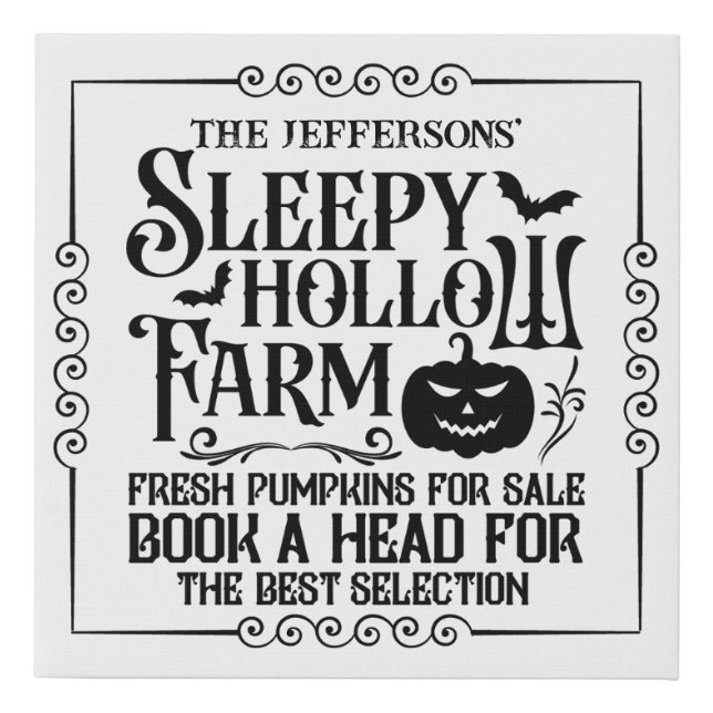 Customizable Sleepy Hollow Farm Sign Halloween (Front)