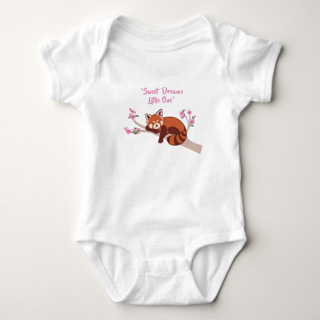 Customizable "Sleepy Red Panda" Baby Bodysuit (Front)