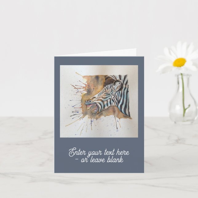 Customizable Snorting Zebra Greetings Card (Small Plant)