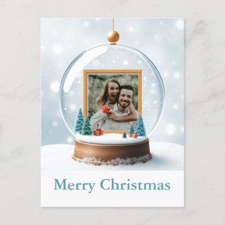 Customizable Snow Globe Photo Christmas Holiday Postcard