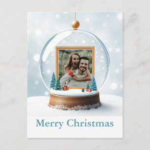 Customizable Snow Globe Photo Christmas Postcard