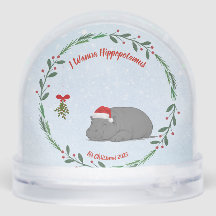 Customizable Snow Globe- Sleepy Hippo