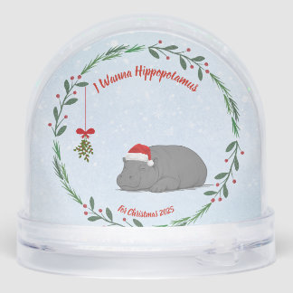 Customizable Snow Globe- Sleepy Hippo Globe