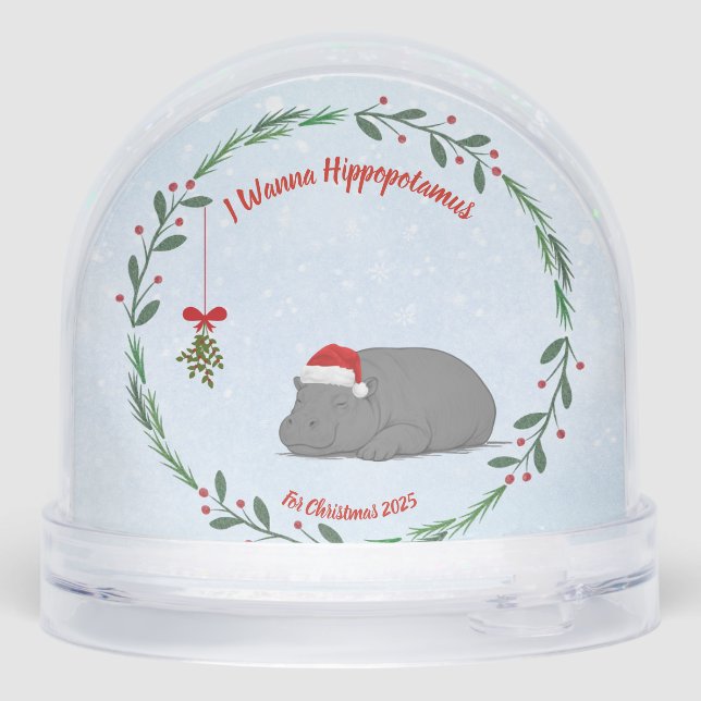 Customizable Snow Globe- Sleepy Hippo Globe (Back)