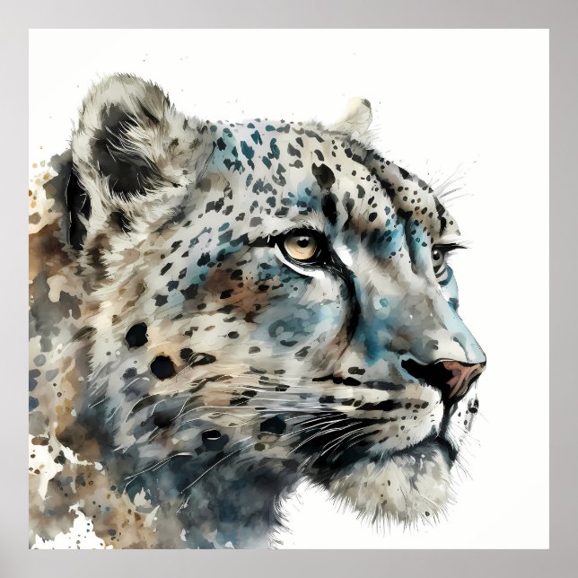Customizable Snow Leopard Art Print Modern Wallart (Front)