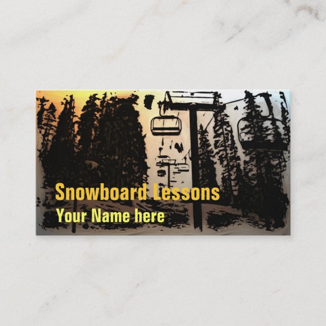Customizable snowboard lesson business cards (Front)