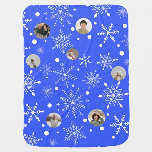 Customizable Snowflake Flurry Baby Blanket (Front)
