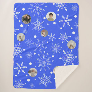 Customizable Snowflake Flurry Sherpa Blanket