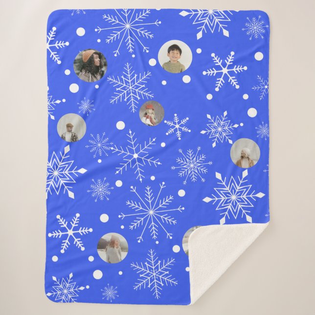 Customizable Snowflake Flurry Sherpa Blanket (Front)