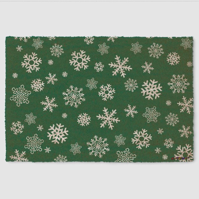 Customizable Snowflakes Doormat Fiber Doormat (Front)