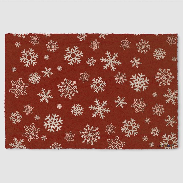 Customizable Snowflakes Doormat Fiber Doormat (Front)