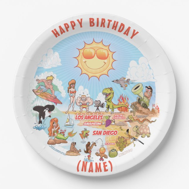 Customizable SoCal Birthday Plate (Front)