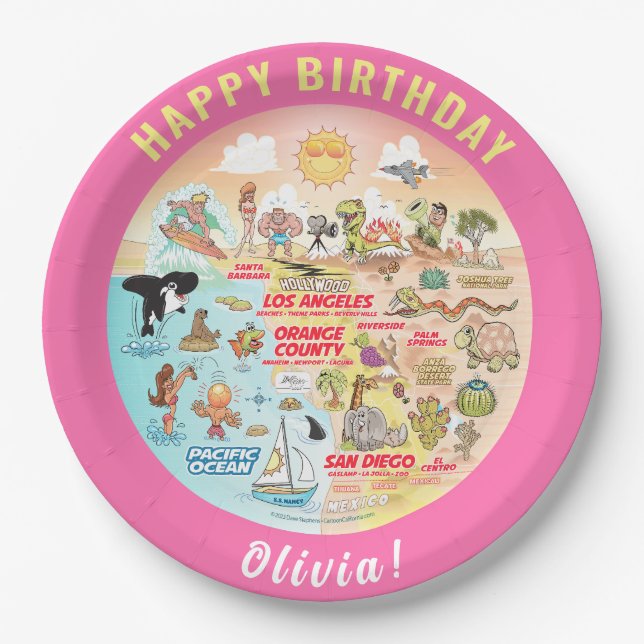 Customizable SoCal Sunset Birthday Plate (Front)