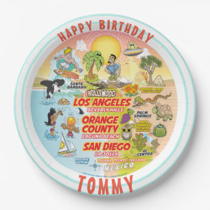 Customizable SoCal Sunset Birthday Plate