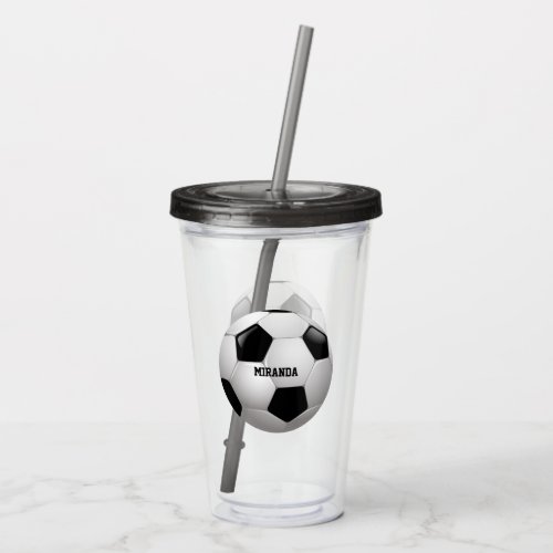 Customizable Soccer Ball Acrylic Tumbler