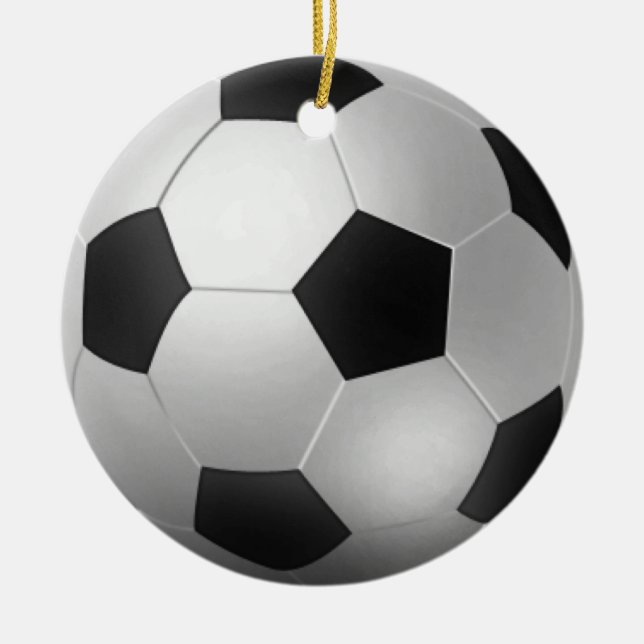 Customizable Soccer Ball Chirstmas Ceramic Ornament (Front)