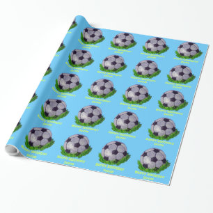 Customizable Soccer ball on grass Wrapping Paper
