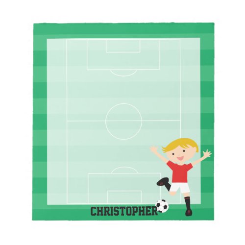 Customizable Soccer Boy 1 Red and White Notepad