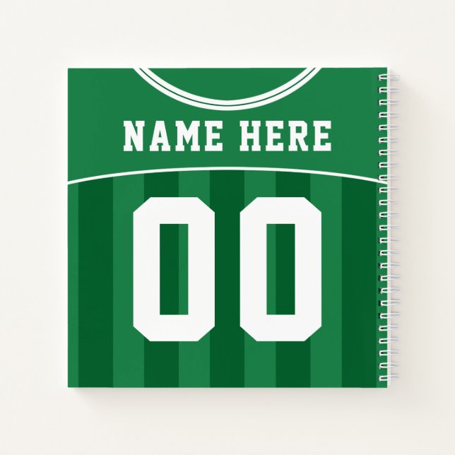 Customizable Soccer Football Green Jersey Notebook (Back)