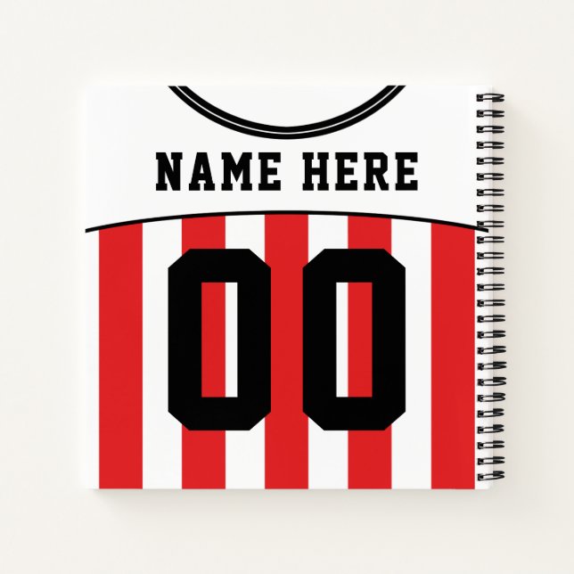 Customizable Soccer Football Jersey Notebook (Back)