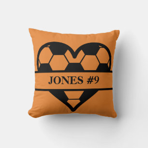 Customizable Soccer Heart Design Throw Pillow