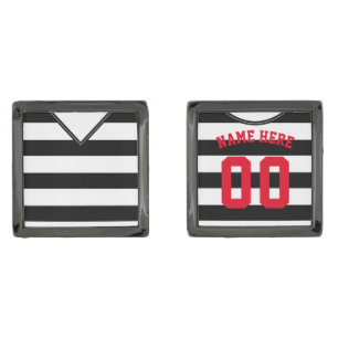 Customizable Soccer Jersey Cuff Links, Black Cufflinks