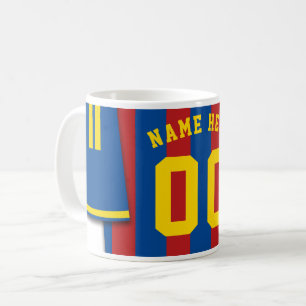 Customizable Soccer Jersey Mug, Black Gold Stripes Coffee Mug