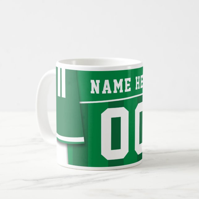 Customizable Soccer Jersey Mug, Green, Football Coffee Mug (Front Left)
