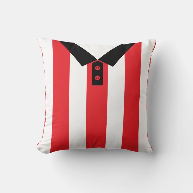 Customizable Soccer Jersey Template, Red, Stripes Throw Pillow (Front)