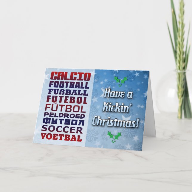 Customizable Soccer Languages Christmas Card (Front)