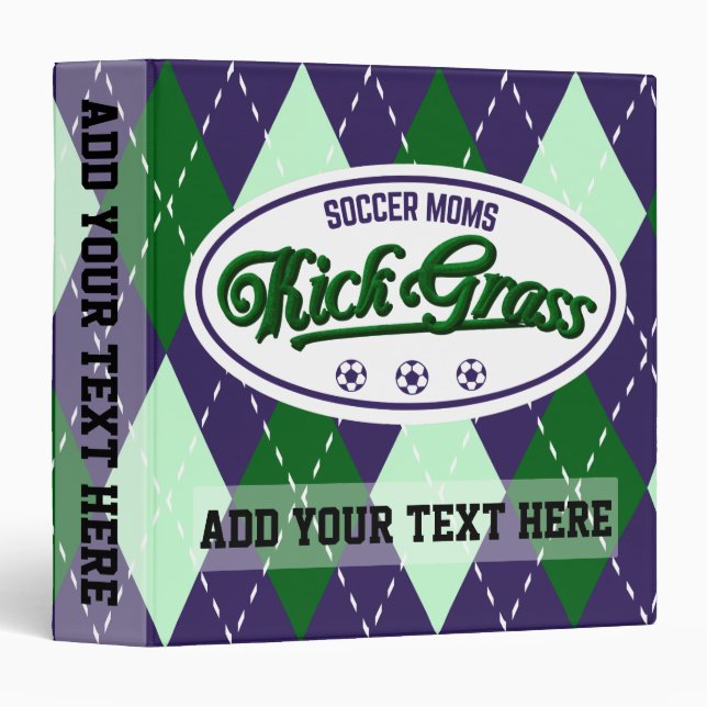Customizable Soccer Moms Kickgrass Ring Binder (Front/Spine)