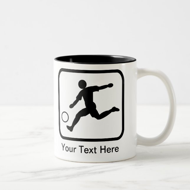 Customizable Soccer Player (Footballer) Logo Two-Tone Coffee Mug (Right)
