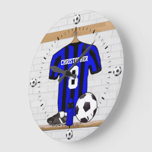 Customizable Soccer Shirt (blue and black ) Large Clock