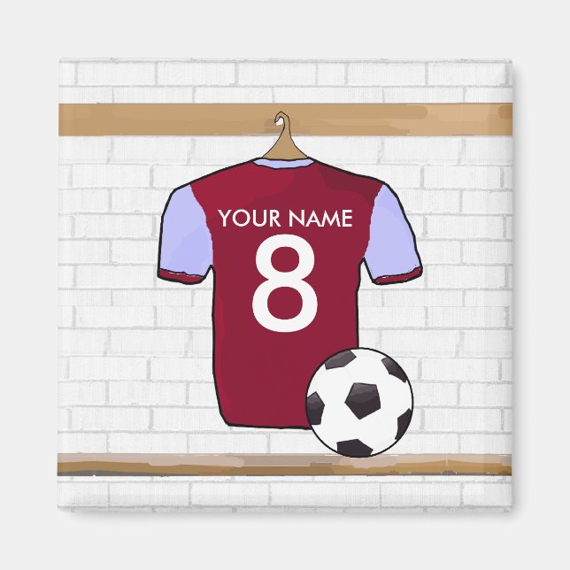 Customizable Soccer Shirt (claret and blue) Magnet (Front)