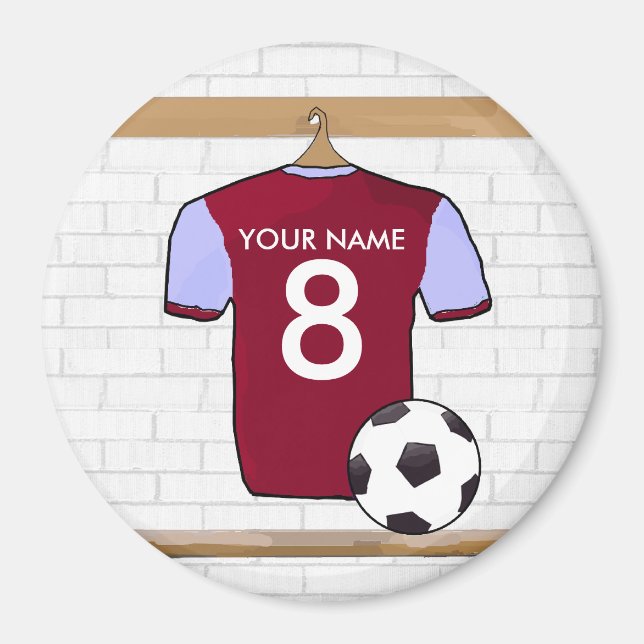 Customizable Soccer Shirt (claret and blue) Magnet (Front)