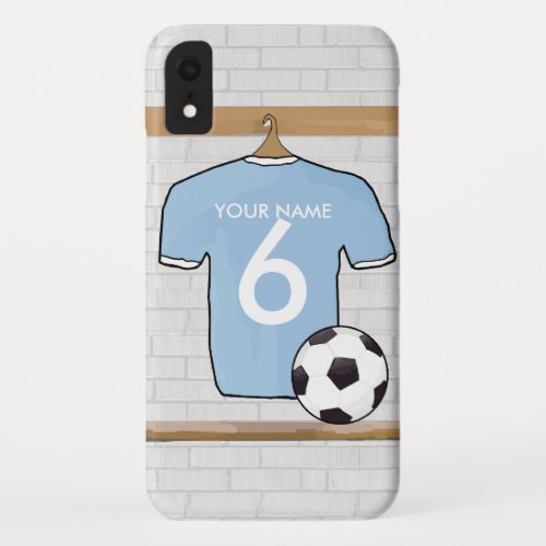 Customizable Soccer Shirt  Sky Blue and White iPhone XR Case