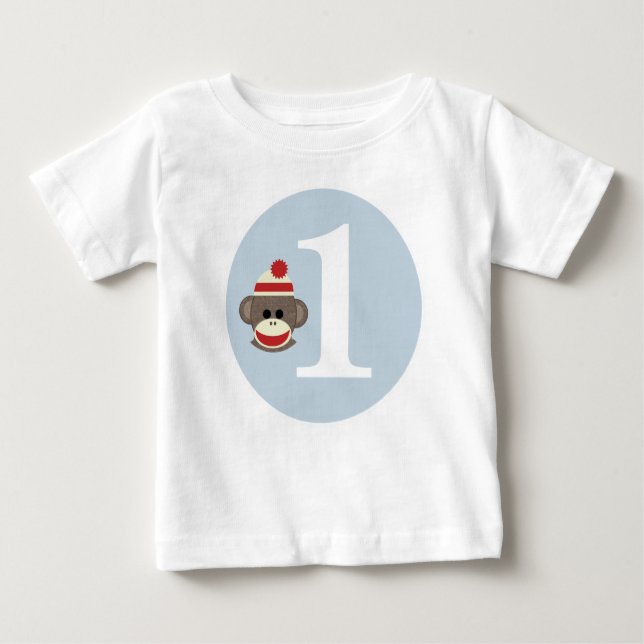 Customizable Sock Monkey birthday shirt (Front)