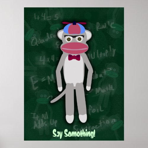 Customizable Sock Monkey Nerd Poster