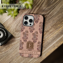 Customizable Soft Baby Pink Gold Paisley Pattern iPhone 15 Pro Max Case