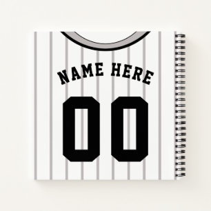 Customizable Softball Baseball Pinstripe Jersey Notebook