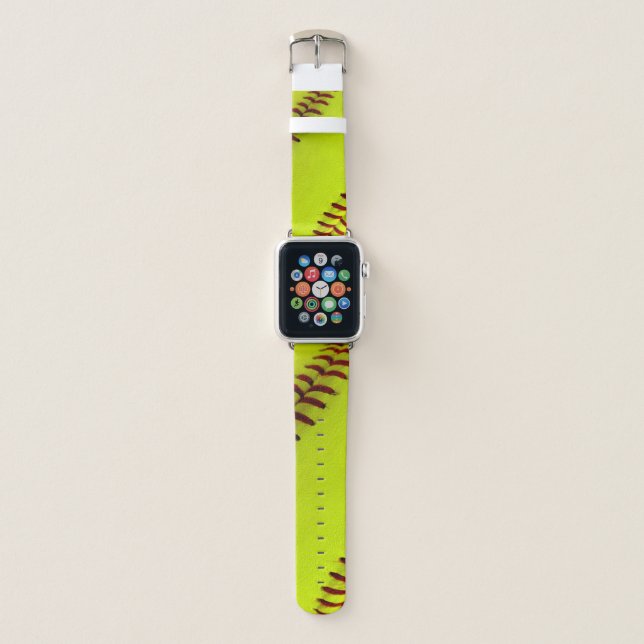 Customizable Softball Yellow Apple Watch Band (Front)
