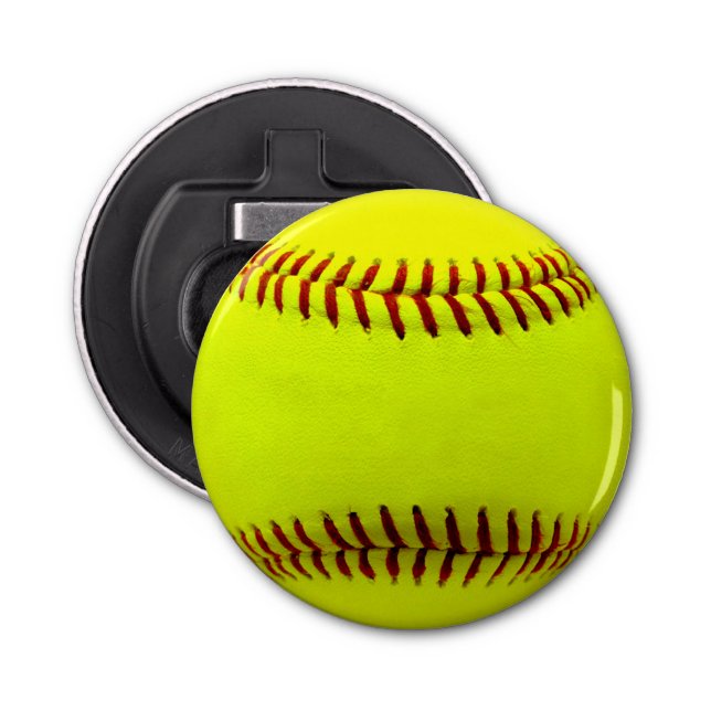 Customizable Softball Yellow Team Bottle Opener (Front)